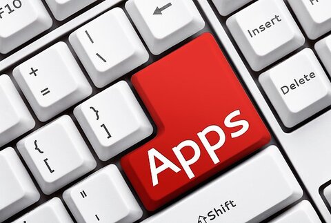 Tastatur mit Entertaste auf der Apps steht